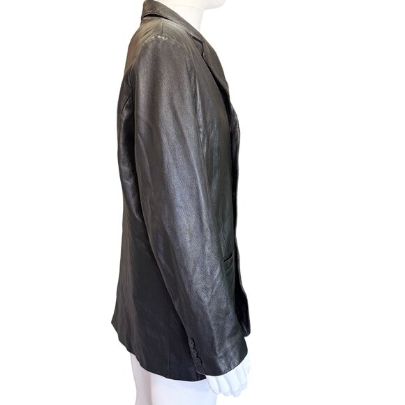 R&R Casuals Leather Blazer Men’s Size XL Black Genuine Leather 3-Button Jacket - Picture 3 of 15